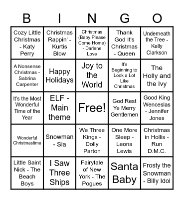 Christmas Hits! Bingo Card