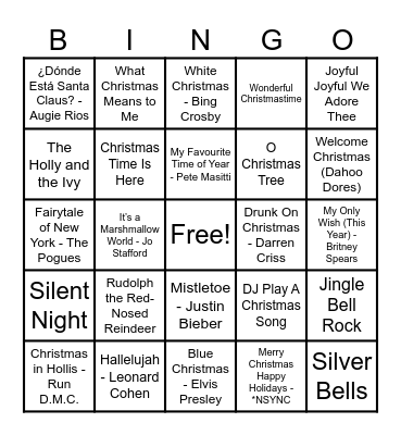 Christmas Hits! Bingo Card