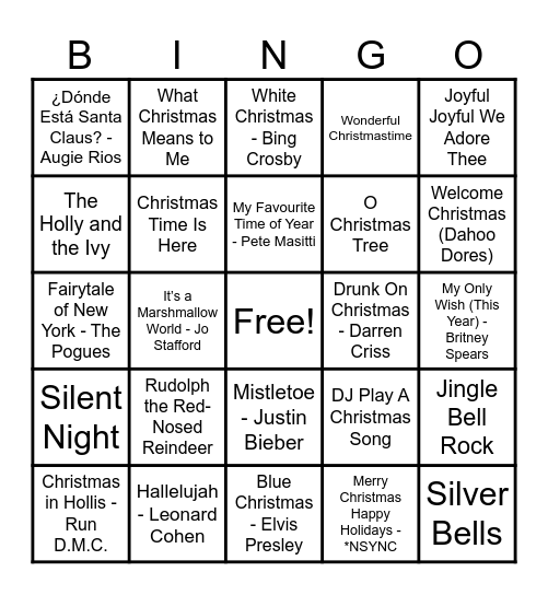 Christmas Hits! Bingo Card
