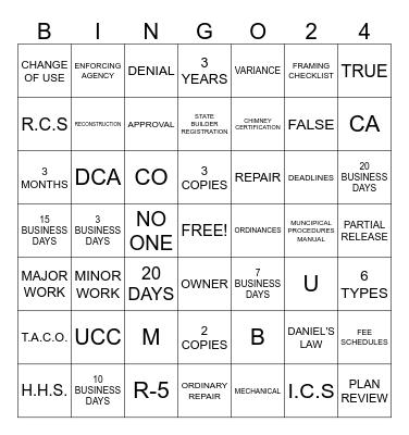 TACO CLASS 2024 BINGO Card