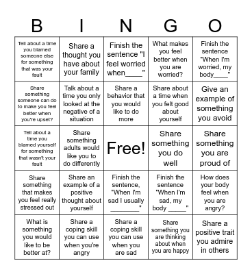 Cognitive Behavioral Therapy BINGO Card