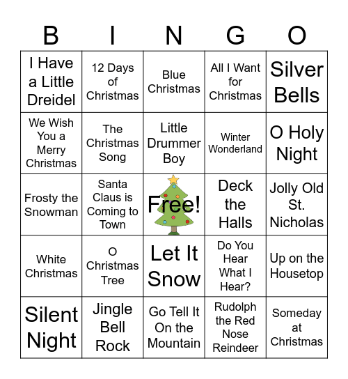 HR Holiday Musical Bingo Card