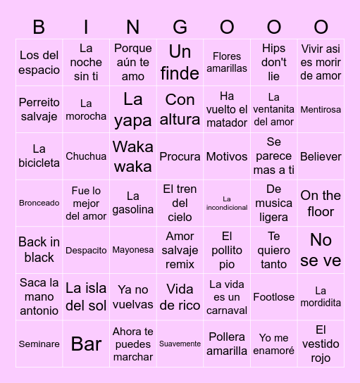 KINE + | BINGO MUSICAL Bingo Card