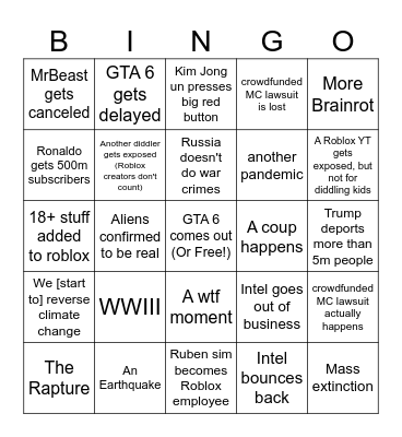 2025 bingo card Bingo Card