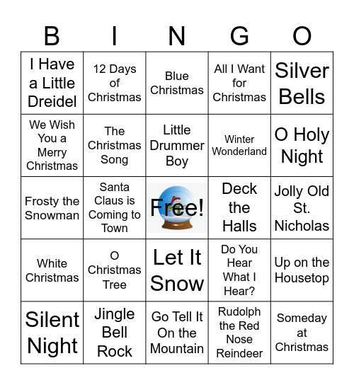 HR Holiday Musical Bingo Card