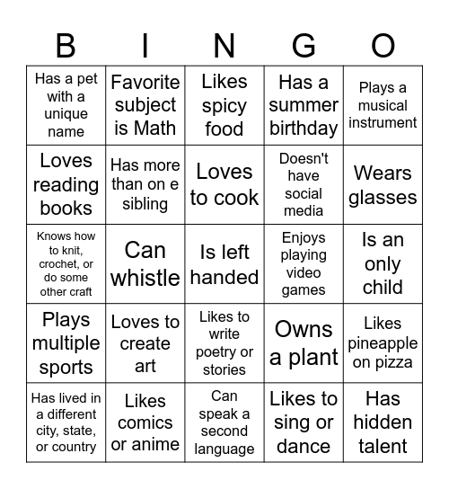 Find Someone Who... Bingo Card