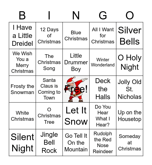 HR Holiday Musical Bingo Card