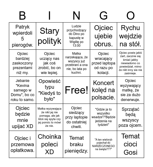 Christmas Time Bingo Card