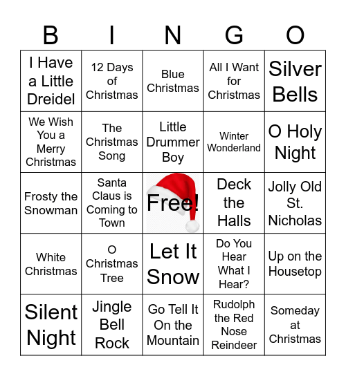 HR Holiday Musical Bingo Card