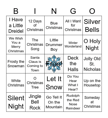 HR Holiday Musical Bingo Card