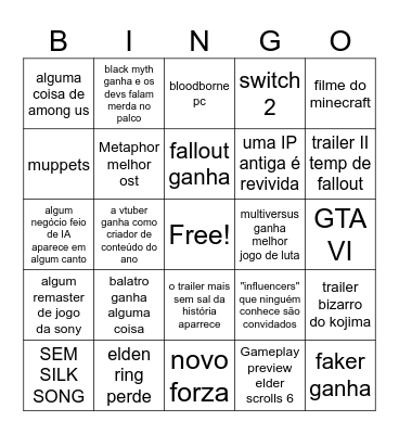 TGA 2024 Bingo Card