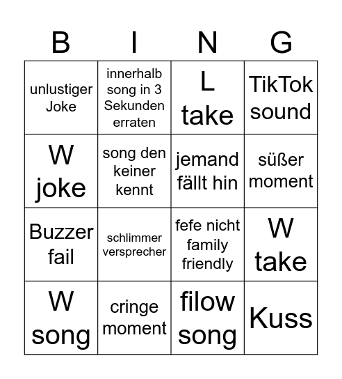 erkennst du den song? Bingo Card