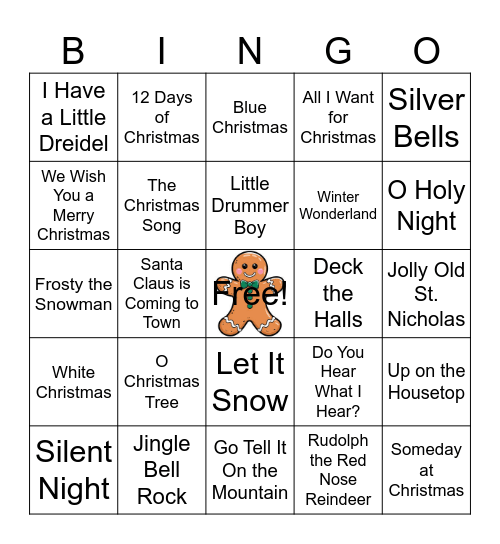 HR Holiday Musical Bingo Card