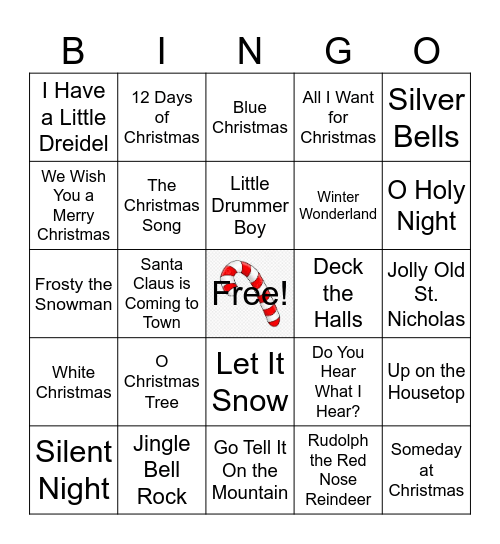 HR Holiday Musical Bingo Card