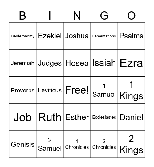 Old Testament Bingo Card