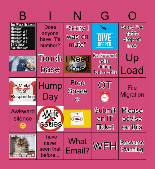 Remote Job Bingo Card