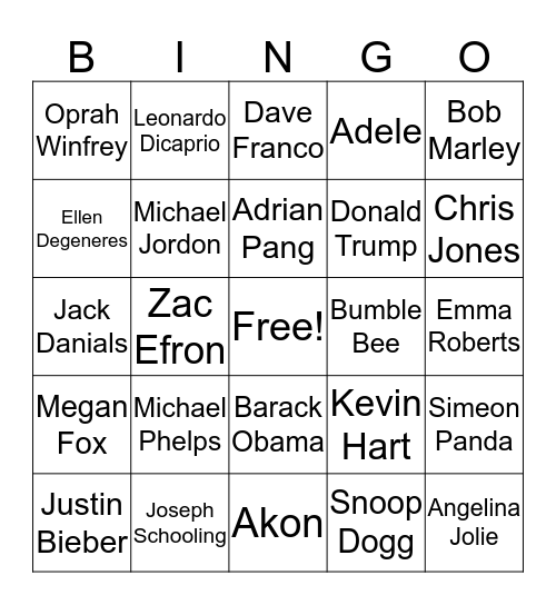 Example Bingo Card