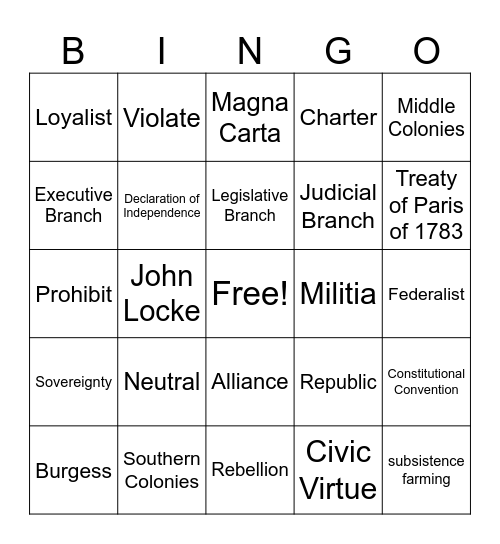 Midterm Baseline Bingo Card