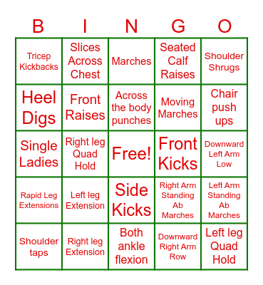 Santa Sweat Session Version 2 Bingo Card