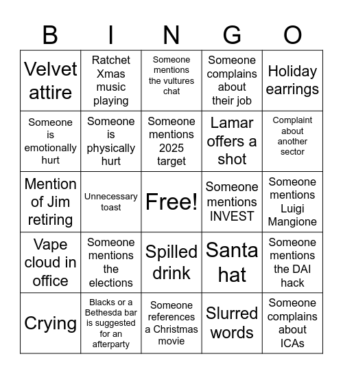 Office Bingo Card