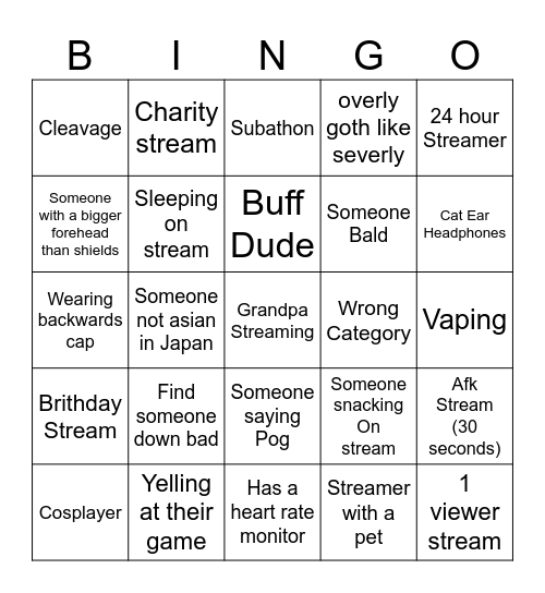 Twitch Bingo Card