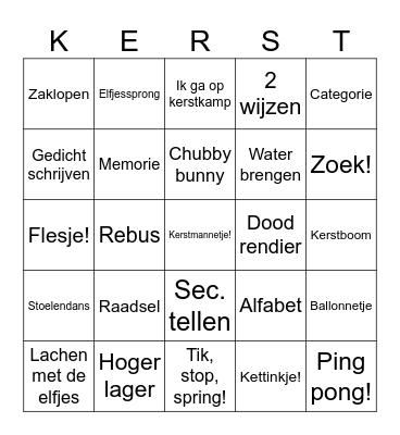 Kerstbingo Card