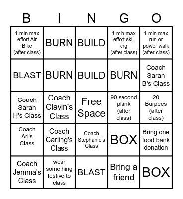 REGYMEN Holiday Bingo Card