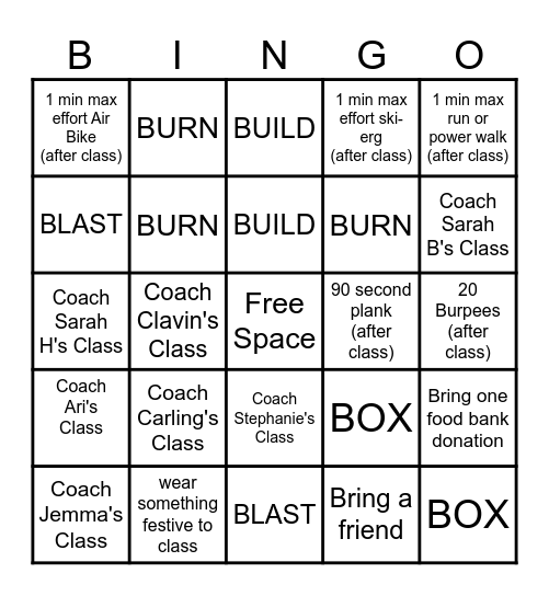 REGYMEN Holiday Bingo Card