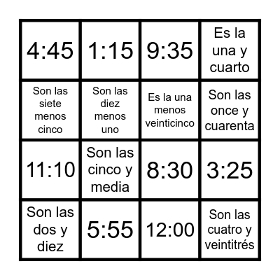 Nombre__________________ Per ____ Fecha____ Bingo Card