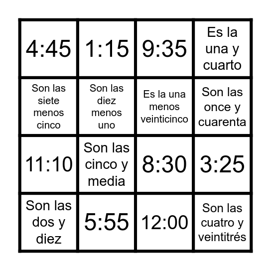 Nombre__________________ Per ____ Fecha____ Bingo Card