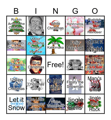 Holiday Songs Bingo 2024 Bingo Card