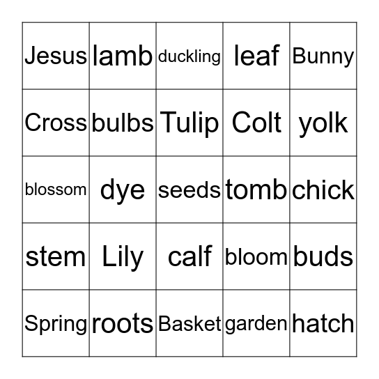 Easter Bingo Card