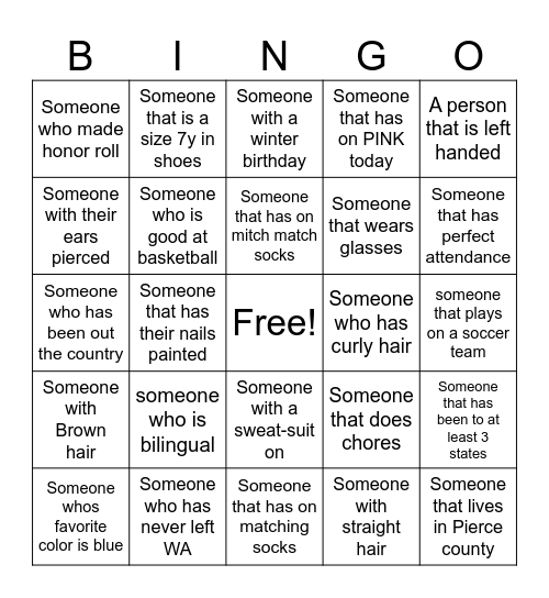 Diversity Bingo Card