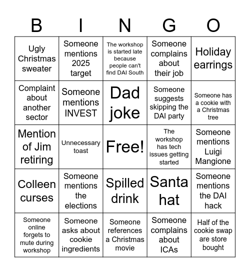 EG Party Bingo Card