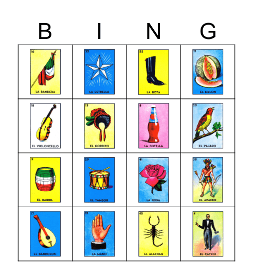 Loteria Mexicana Bingo Card