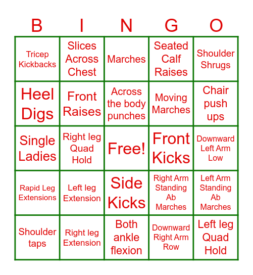 Santa Sweat Session Version 2 Bingo Card