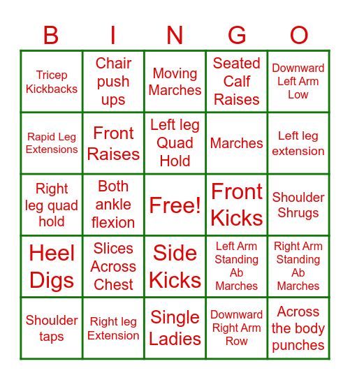 Santa Sweat Session Version 2 Bingo Card