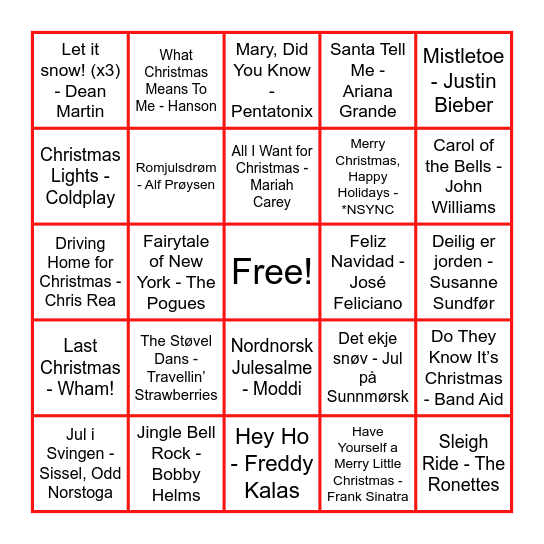🎊🎄The Sanity Xmas Party Music Bingo Extravaganza!🎄🎊 Bingo Card