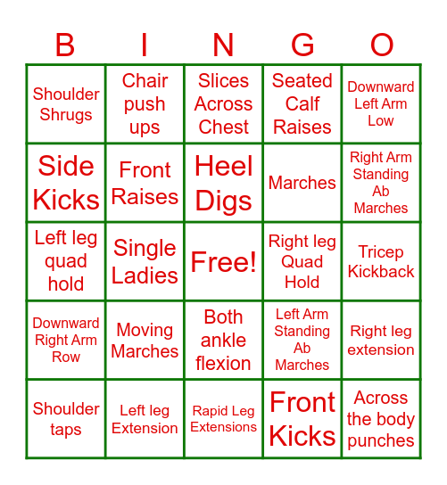 Santa Sweat Session Version 2 Bingo Card