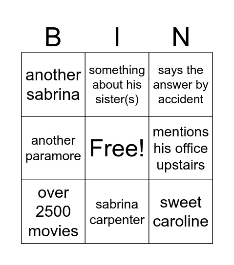 Untitled Bingo Card