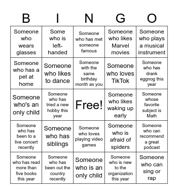 Human Bingo Card