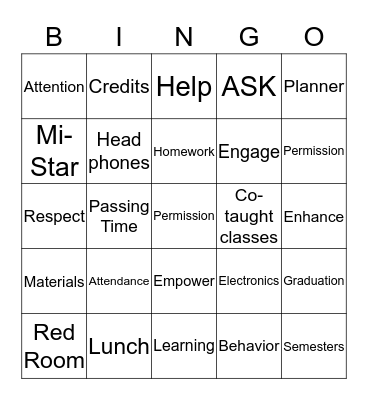 North Farmington Bingo Card