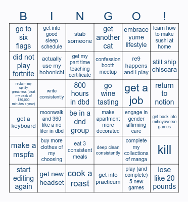 Runego Bingo Card