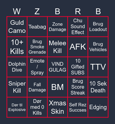 Warzone 2024 Bingo Card