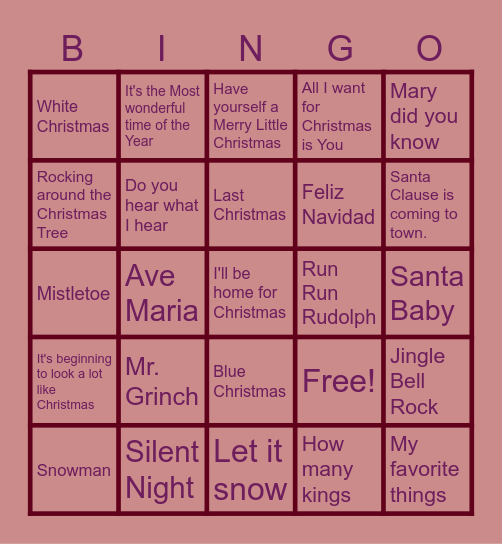 Christmas Songs! Bingo Card