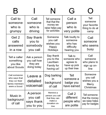 Christmas Tree Calling Bingo Card
