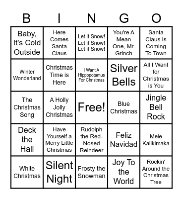 Christmas Classics Bingo Card