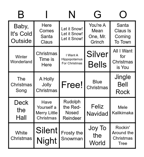 Christmas Classics Bingo Card