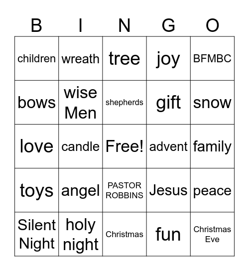 CHRISTMAS Bingo Card