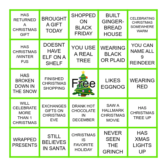 FINANCE CHRISTMAS BINGO Card